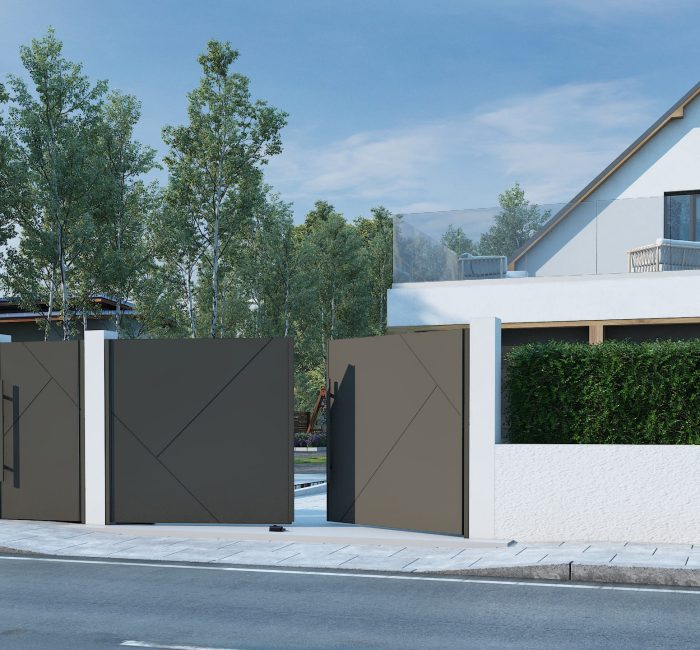 Battant EDDA 1750 x 3500 + Portillon Ral 7022 Gris Terre Ombre v02