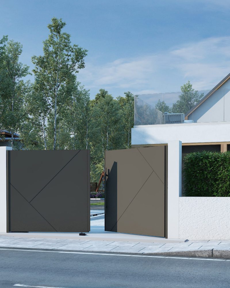 Battant EDDA 1750 x 3500 + Portillon Ral 7022 Gris Terre Ombre v02