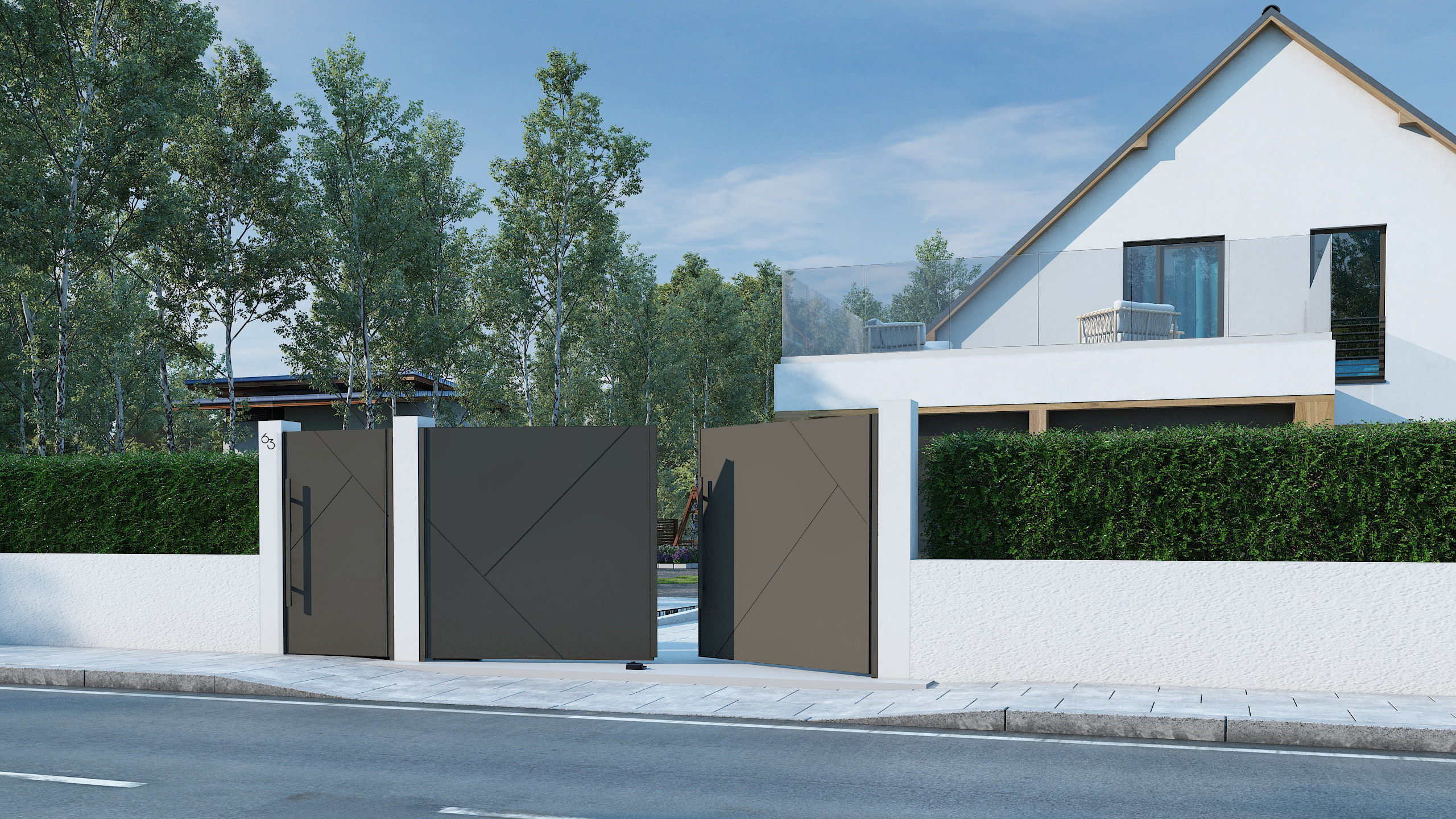 Battant EDDA 1750 x 3500 + Portillon Ral 7022 Gris Terre Ombre v02